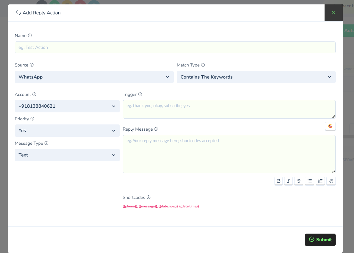 Auto Reply Configuration