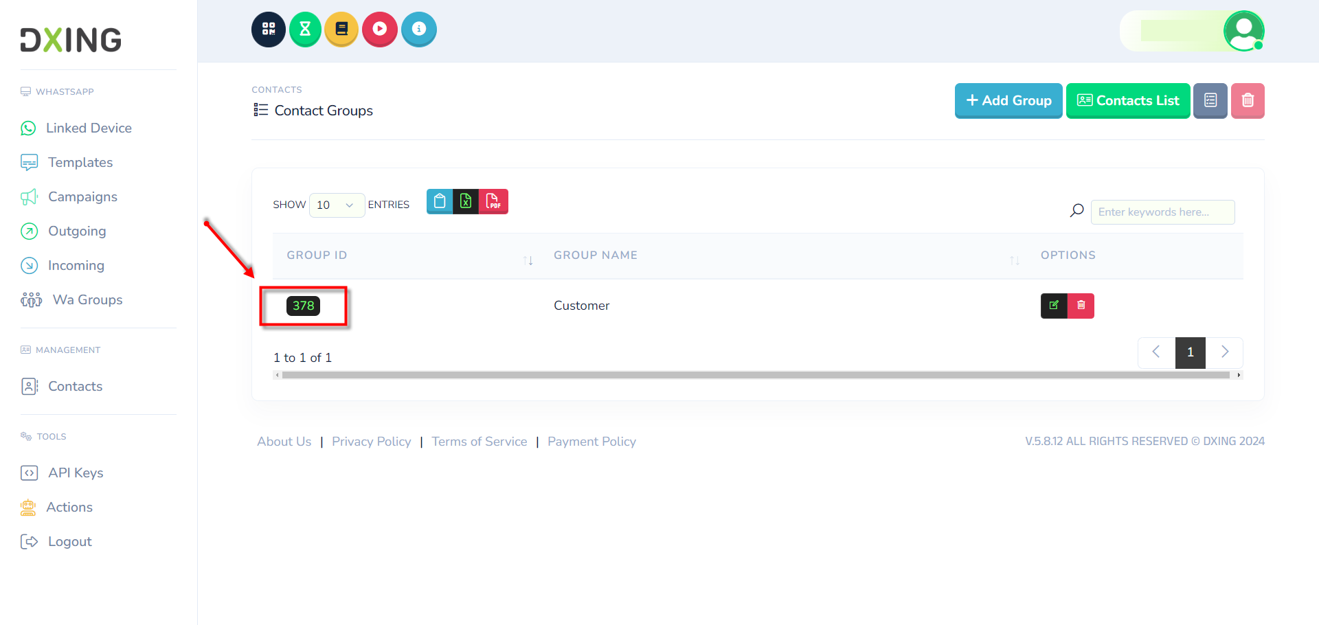 Create Group Screenshot